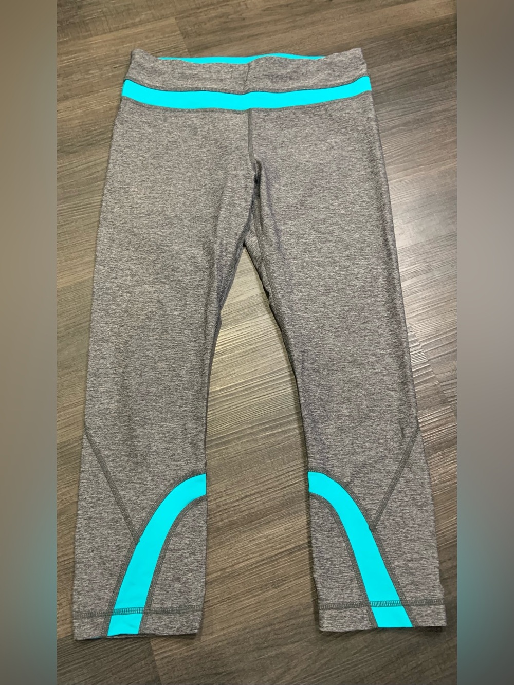 women’s  Gray Active Leggings with Teal Accents